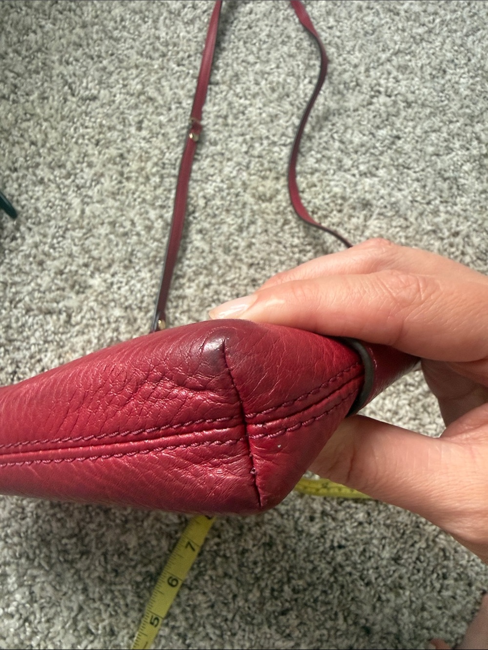 Henri Bendel Berry Red Leather Crossbody Bag with Gold Chain Accent - Picture 8 of 9